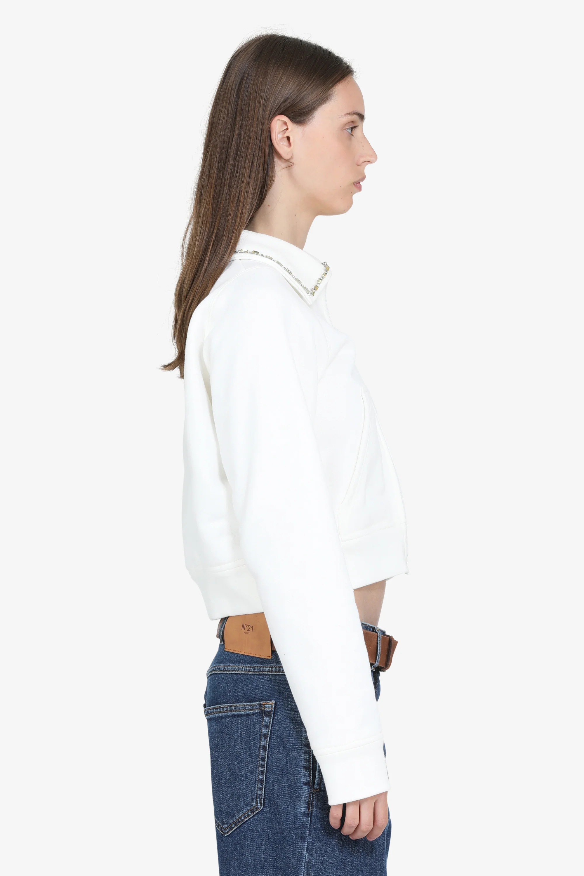 Bomber con zip e cristalli sul colletto - Image 4